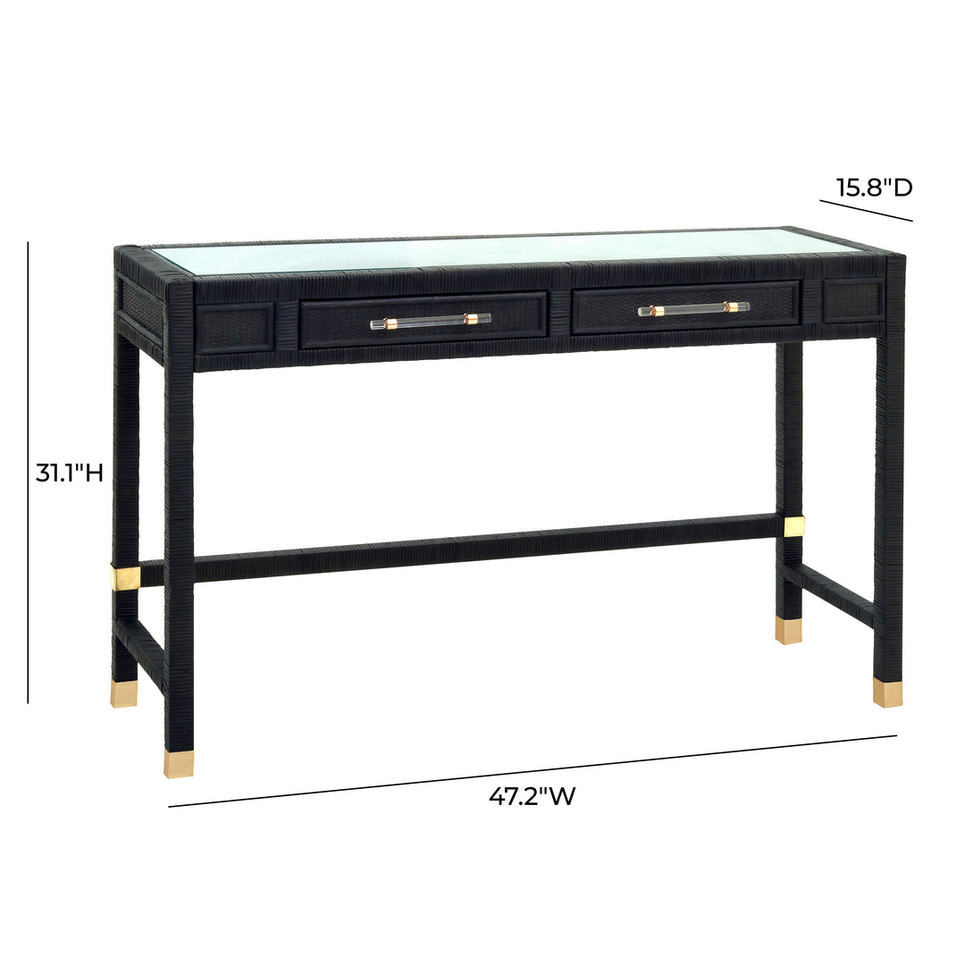 TOV Furniture Amara Charcoal Rattan Desk DESKS