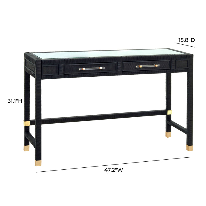 TOV Furniture Amara Charcoal Rattan Desk DESKS