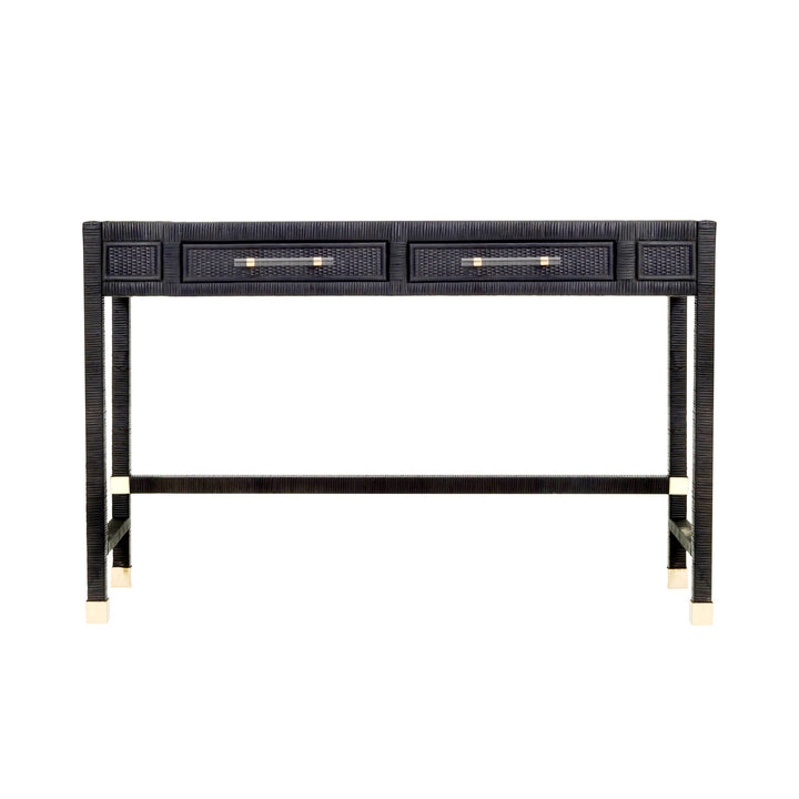 American Home Furniture | TOV Furniture - Amara Charcoal Rattan Desk
