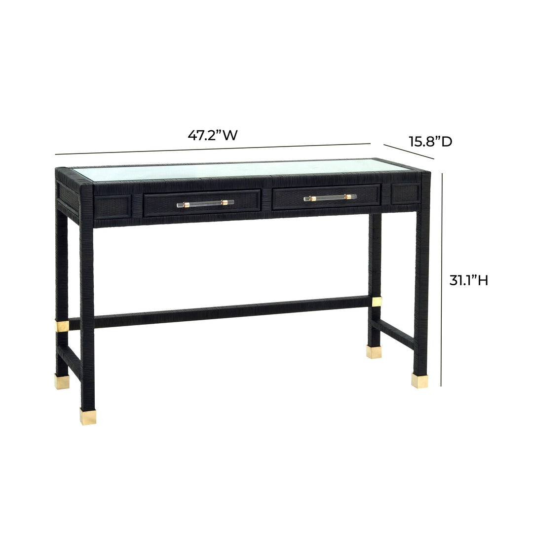 American Home Furniture | TOV Furniture - Amara Charcoal Rattan Desk
