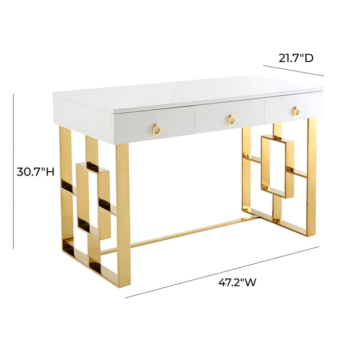 American Home Furniture | TOV Furniture - Audrey White Lacquer Desk