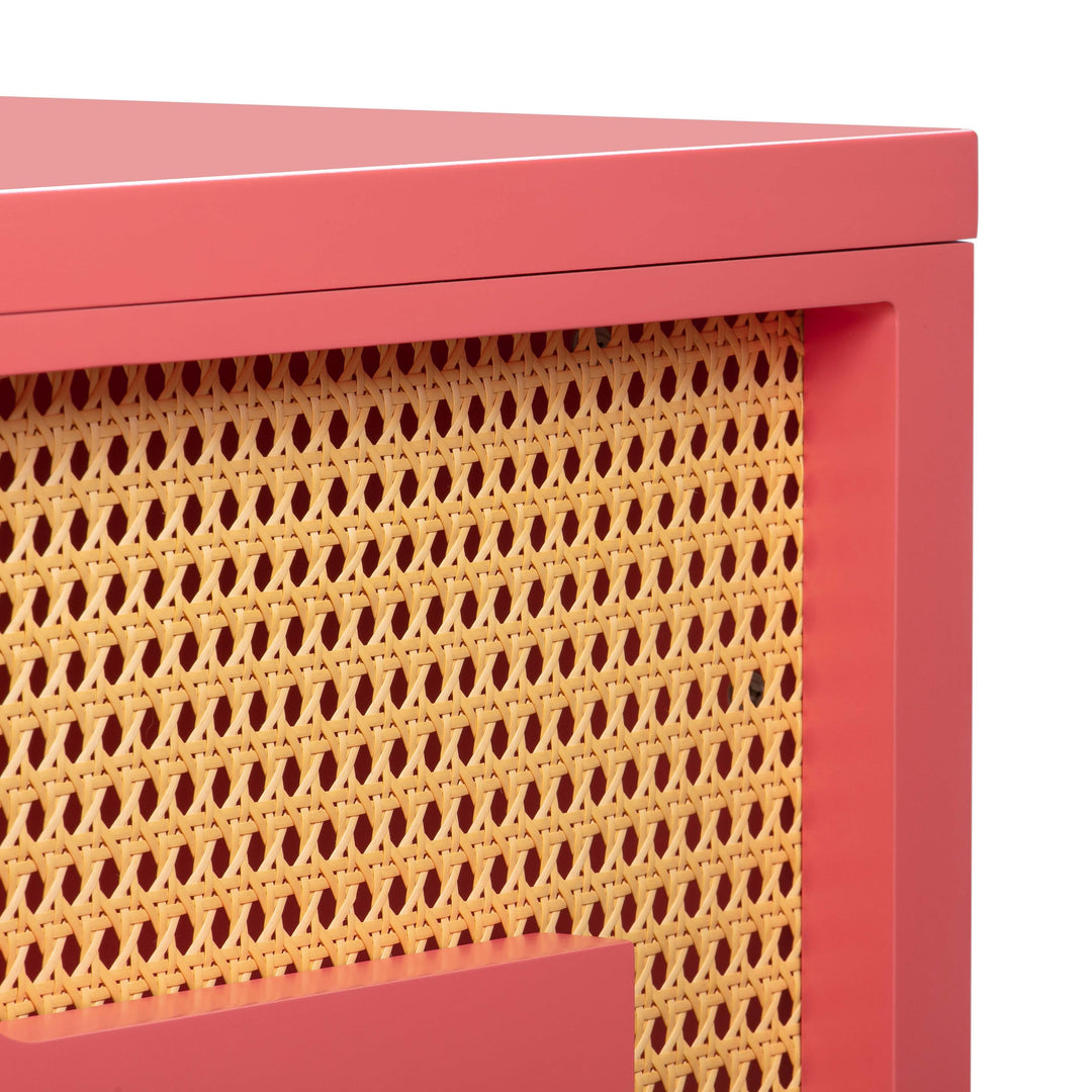 TOV Furniture Suzie Coral Pink & Rattan Executive Desk DESKS