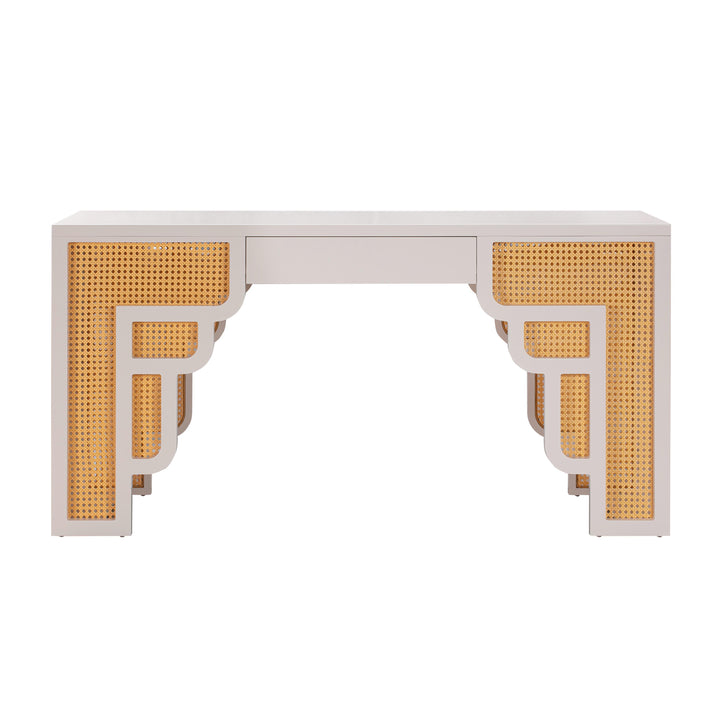 TOV Furniture Suzie Cream & Rattan Executive Desk DESKS