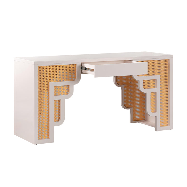 TOV Furniture Suzie Cream & Rattan Executive Desk DESKS
