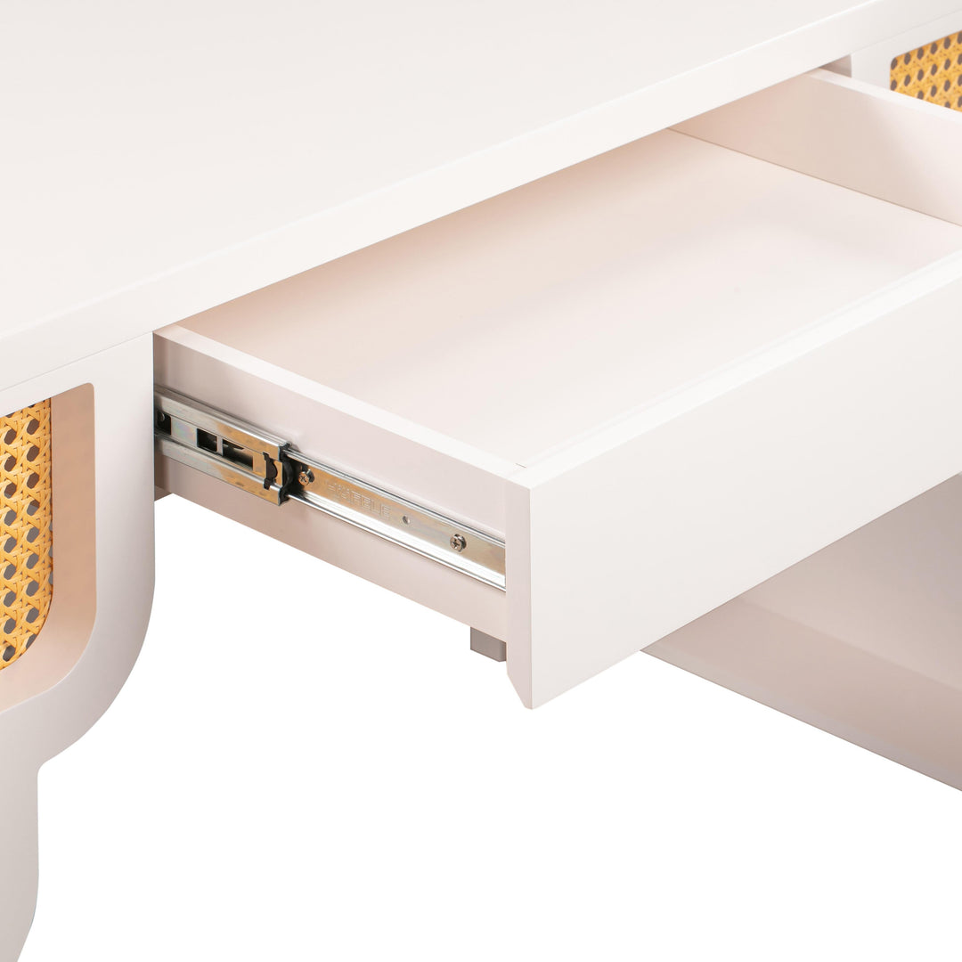 TOV Furniture Suzie Cream & Rattan Executive Desk DESKS
