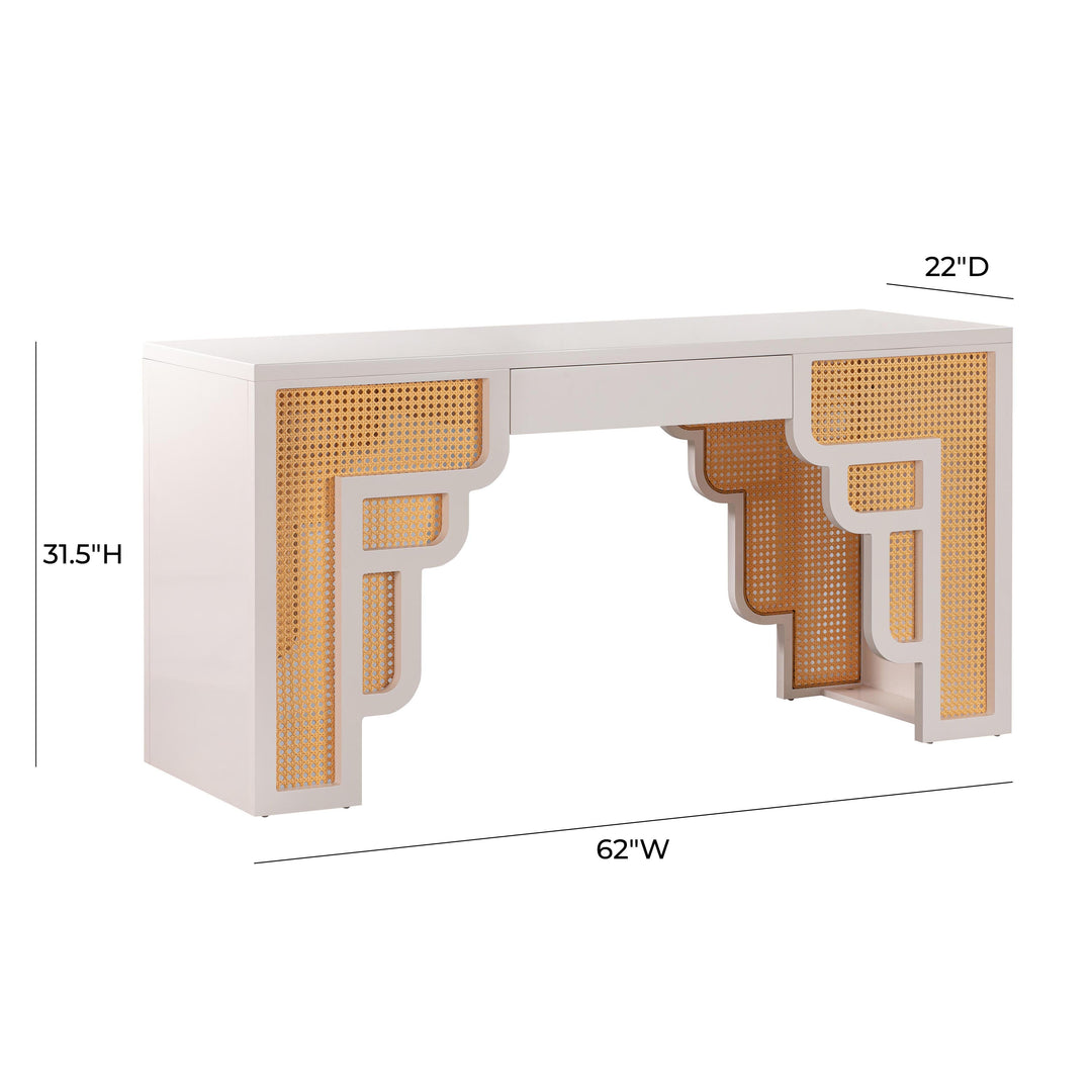 TOV Furniture Suzie Cream & Rattan Executive Desk DESKS