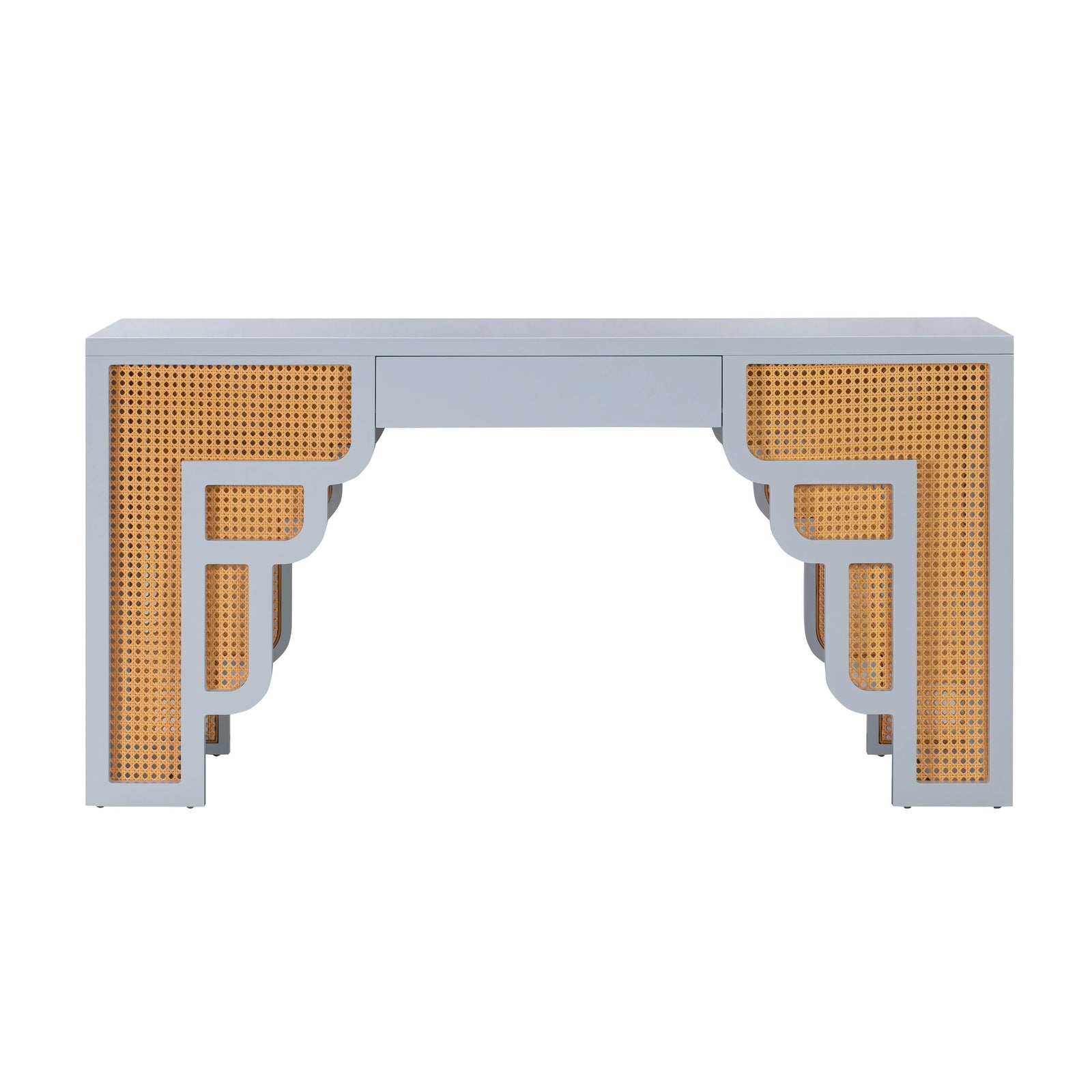 TOV Furniture Suzie Pastel Blue & Rattan Executive Desk DESKS