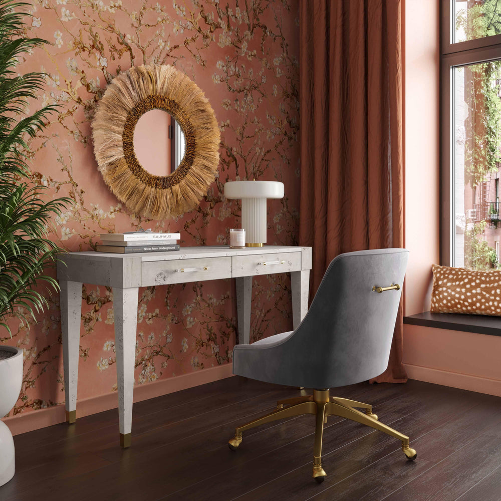 American Home Furniture | TOV Furniture - Brandyss White Burl Work Desk