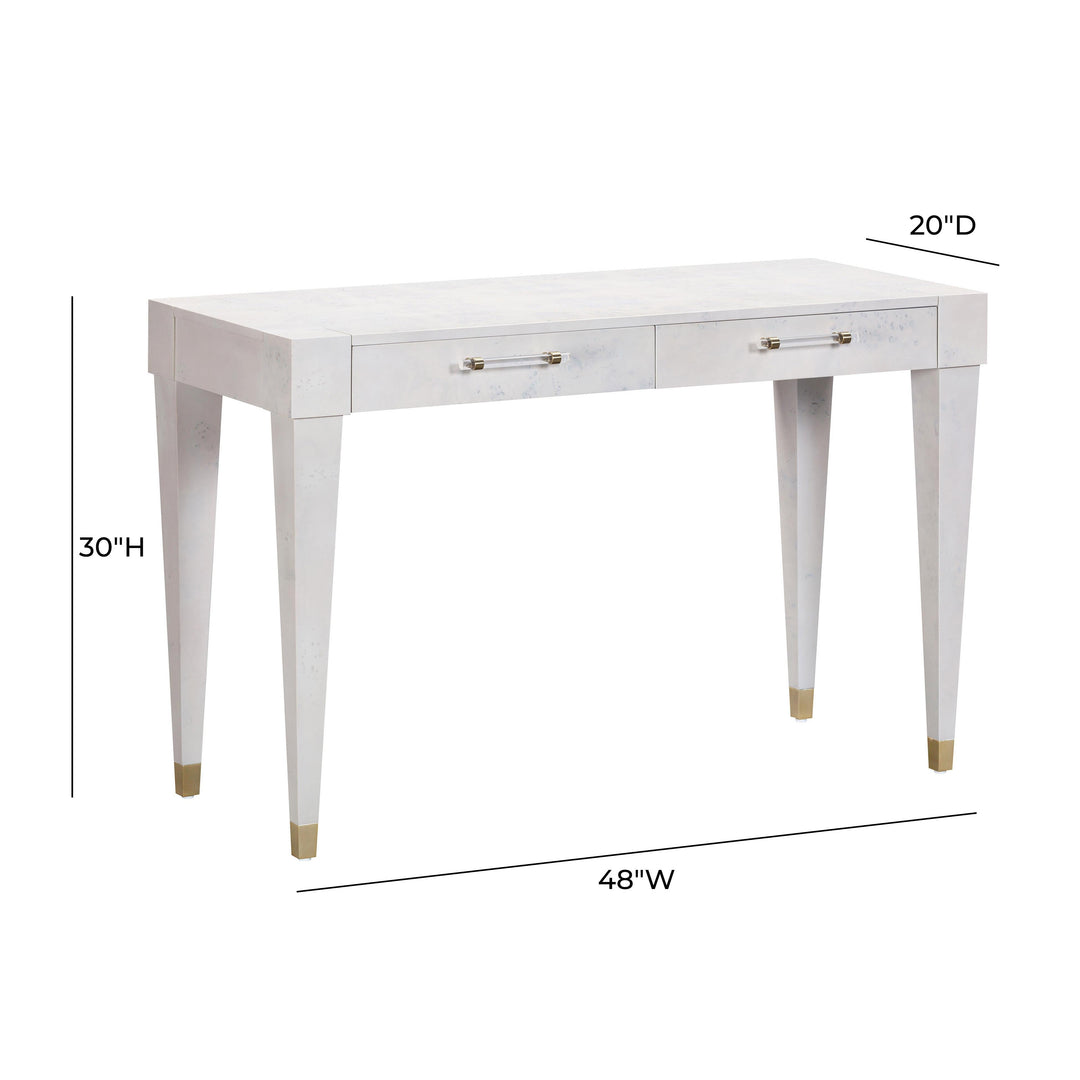 TOV Furniture Brandyss White Burl Work Desk DESKS