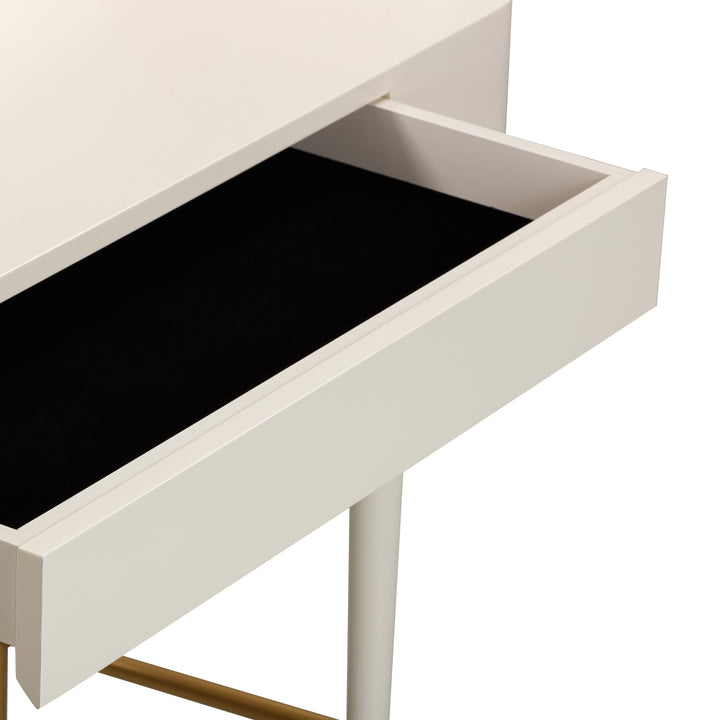 American Home Furniture | TOV Furniture - Penelope Cream Vegan Leather Wrapped Vanity Desk