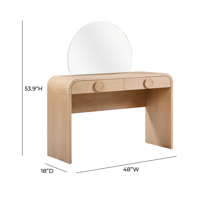 American Home Furniture | TOV Furniture - Moonrise Natural Ash 2-Drawer Vanity Desk