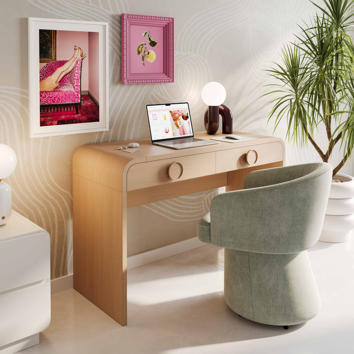 American Home Furniture | TOV Furniture - Moonrise Natural Ash 2-Drawer Vanity Desk