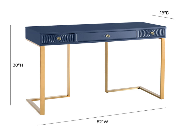 American Home Furniture | TOV Furniture - Janie Blue Lacquer Desk