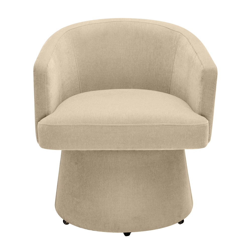 American Home Furniture | TOV Furniture - Kristen Taupe Upcycled Chenille Rolling Desk Chair