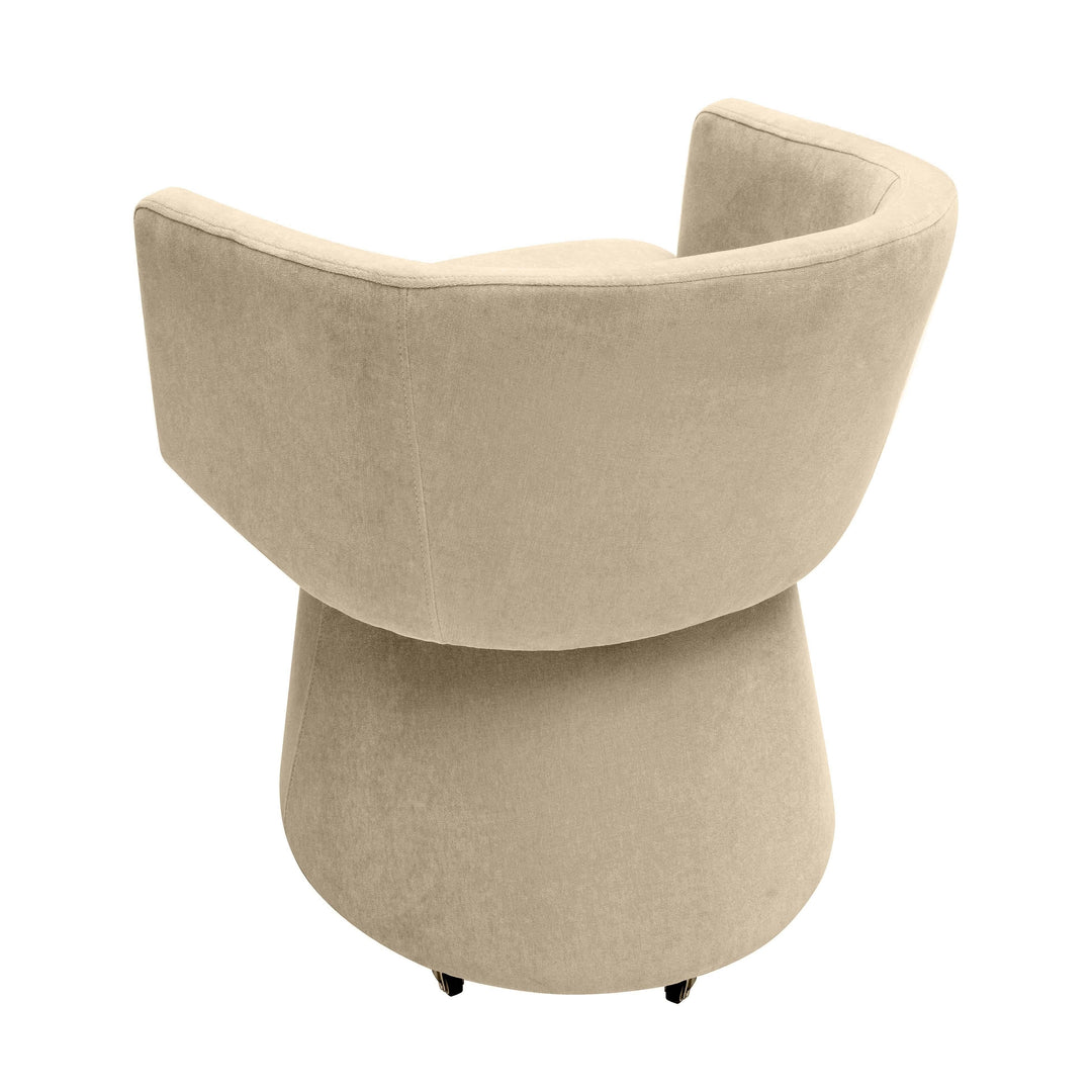 TOV Furniture Kristen Taupe Upcycled Chenille Rolling Desk Chair ACCENT + LOUNGE CHAIRS