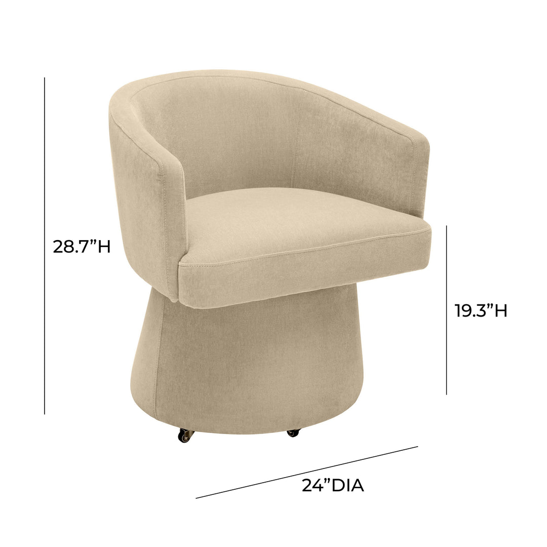 TOV Furniture Kristen Taupe Upcycled Chenille Rolling Desk Chair ACCENT + LOUNGE CHAIRS