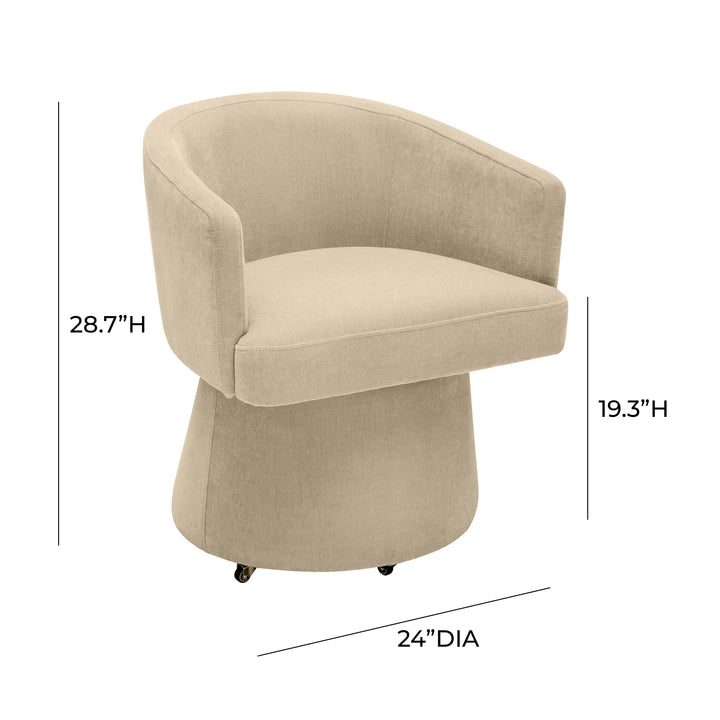 TOV Furniture Kristen Taupe Upcycled Chenille Rolling Desk Chair ACCENT + LOUNGE CHAIRS