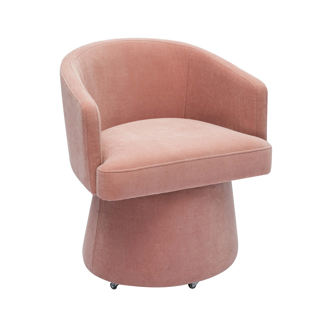 American Home Furniture | TOV Furniture - Kristen Pink Upcycled Chenille Rolling Desk Chair