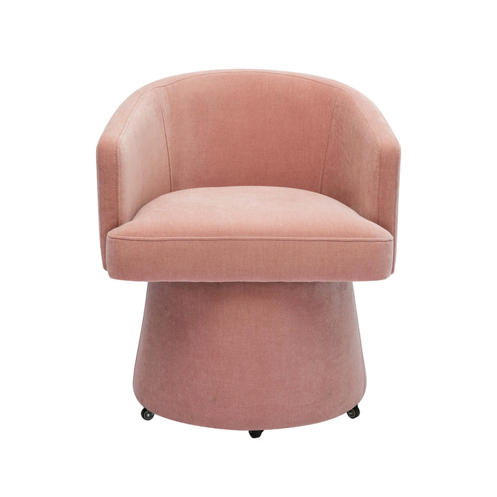 American Home Furniture | TOV Furniture - Kristen Pink Upcycled Chenille Rolling Desk Chair