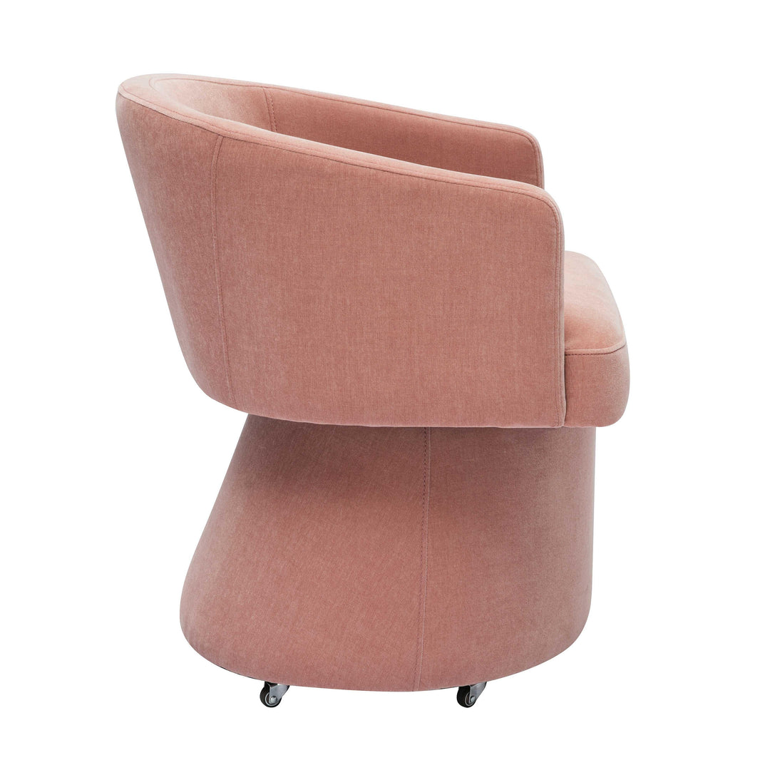 TOV Furniture Kristen Pink Upcycled Chenille Rolling Desk Chair ACCENT + LOUNGE CHAIRS