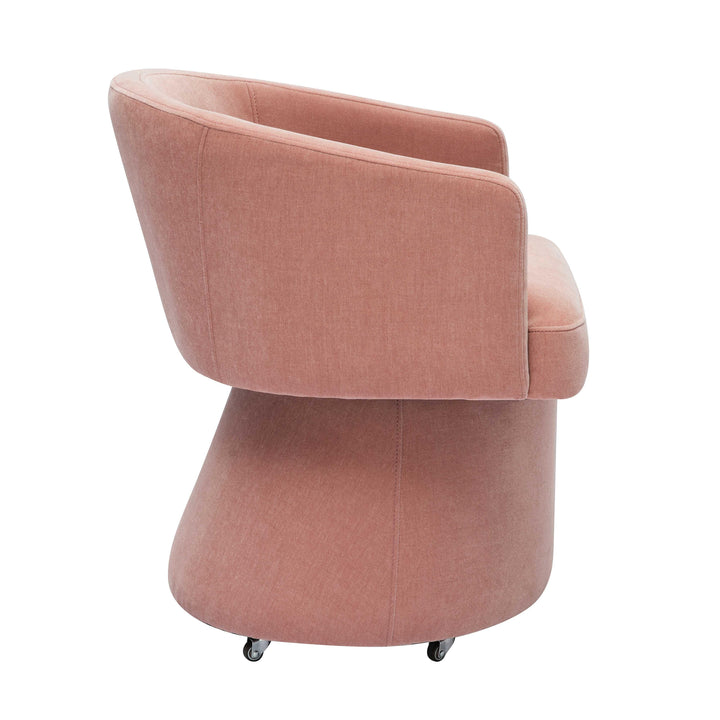 TOV Furniture Kristen Pink Upcycled Chenille Rolling Desk Chair ACCENT + LOUNGE CHAIRS