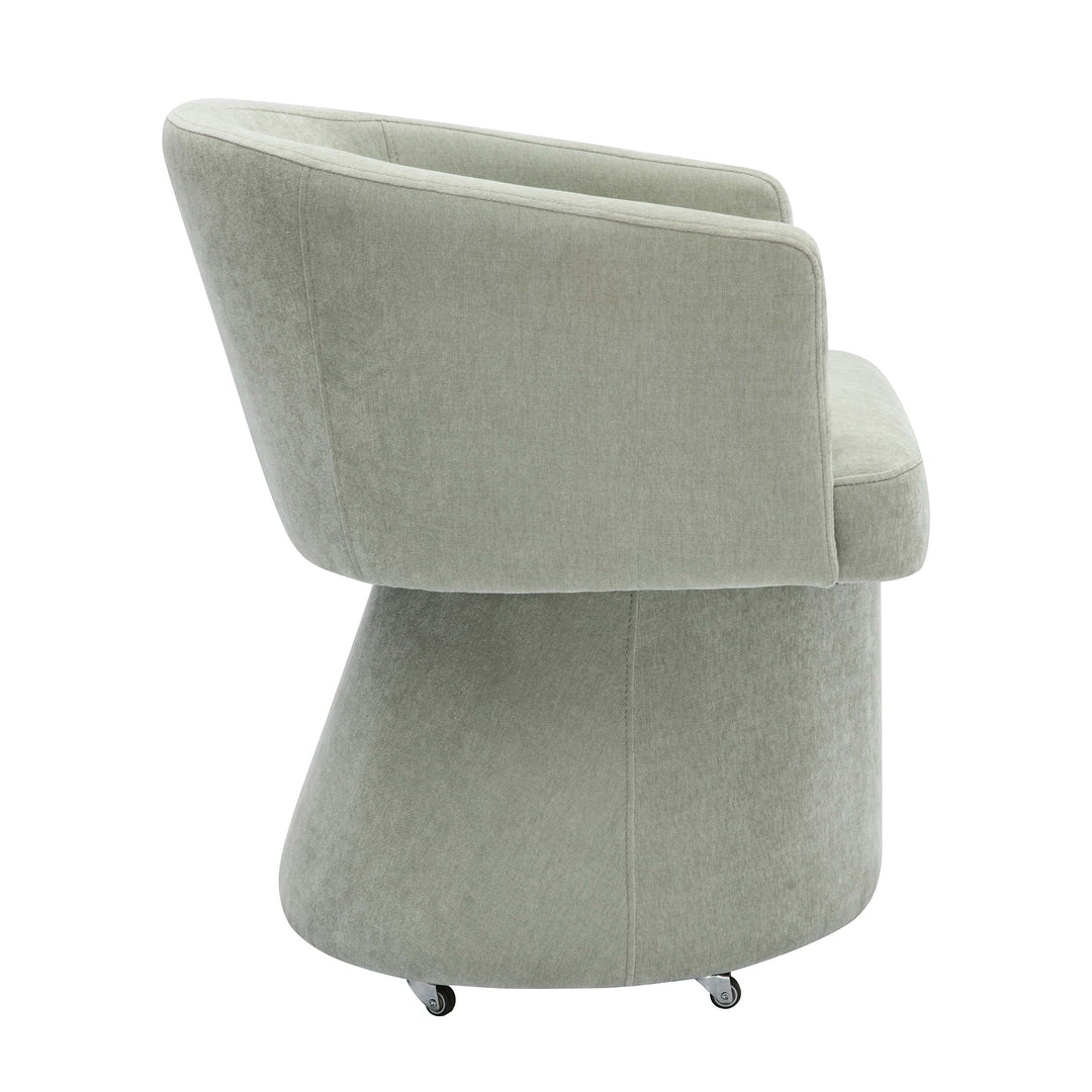 TOV Furniture Kristen Light Green Upcycled Chenille Rolling Desk Chair ACCENT + LOUNGE CHAIRS