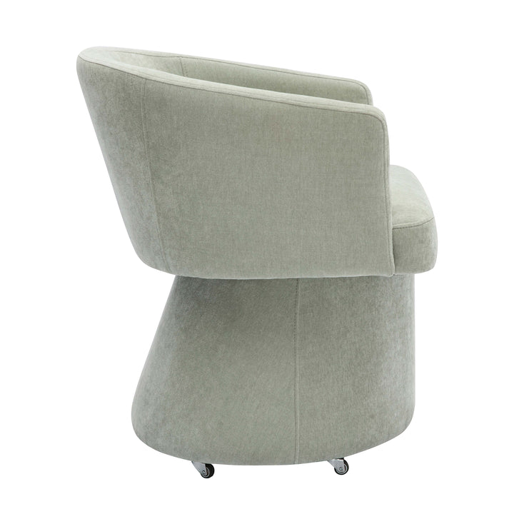 TOV Furniture Kristen Light Green Upcycled Chenille Rolling Desk Chair ACCENT + LOUNGE CHAIRS