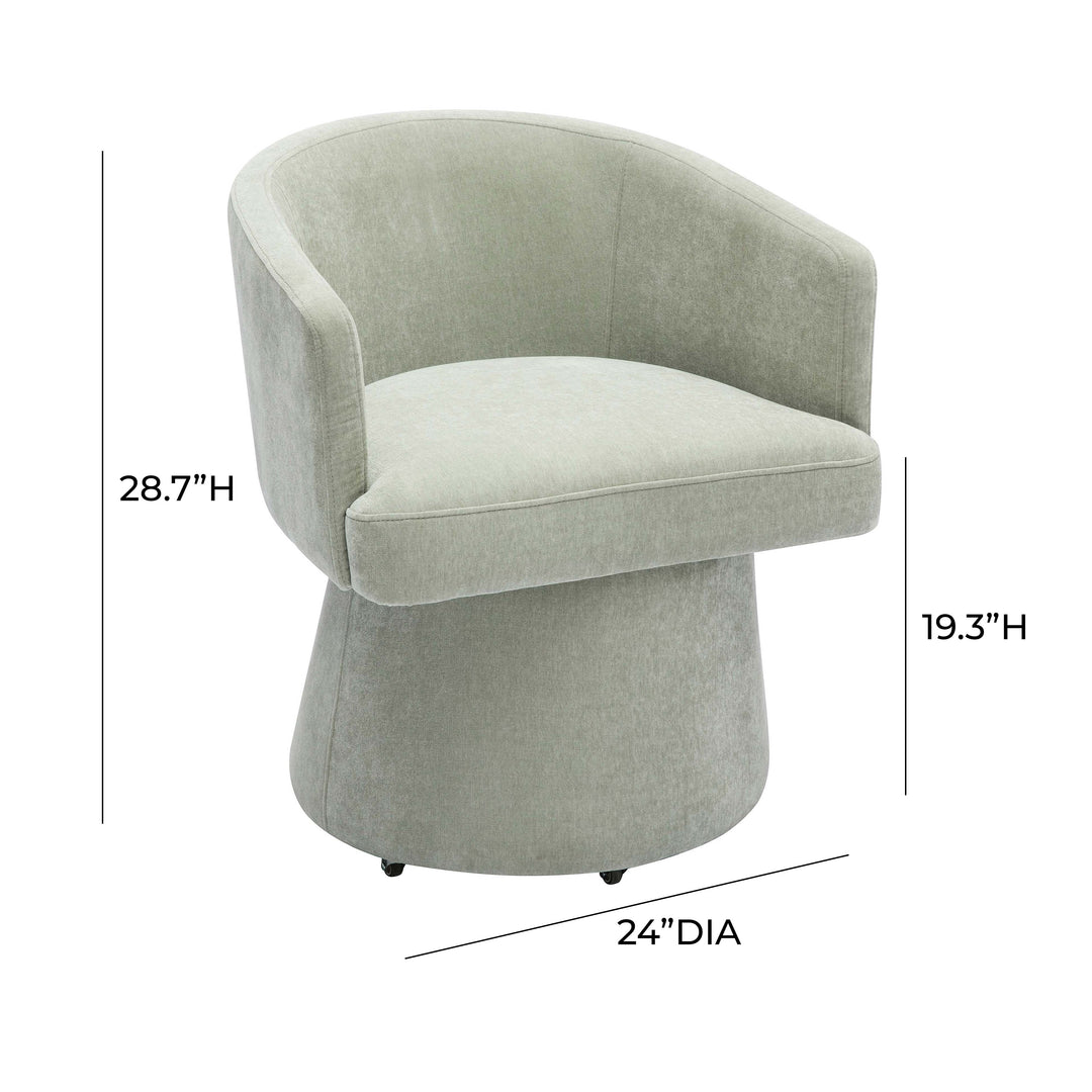 TOV Furniture Kristen Light Green Upcycled Chenille Rolling Desk Chair ACCENT + LOUNGE CHAIRS