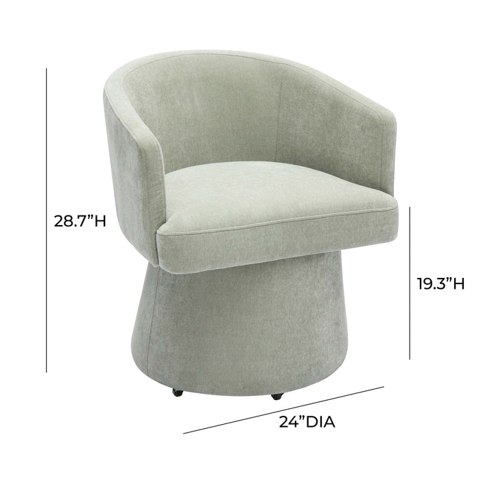 TOV Furniture Kristen Light Green Upcycled Chenille Rolling Desk Chair ACCENT + LOUNGE CHAIRS