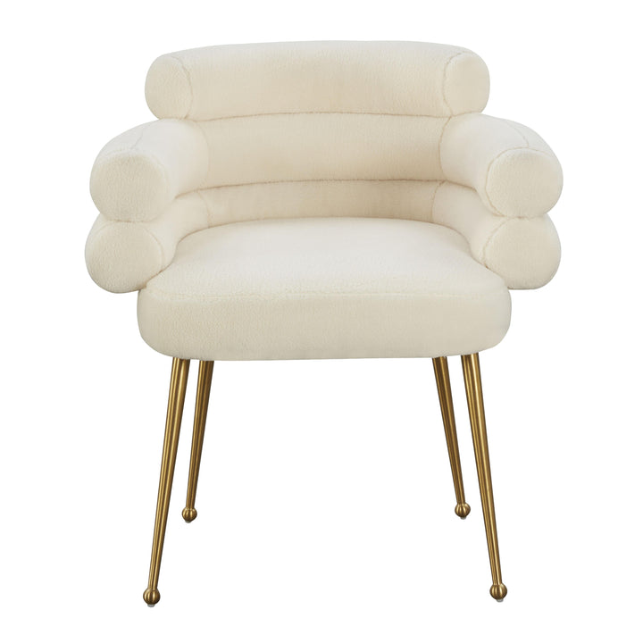 American Home Furniture | TOV Furniture - Dente Cream Faux Sheepskin Dining Chair