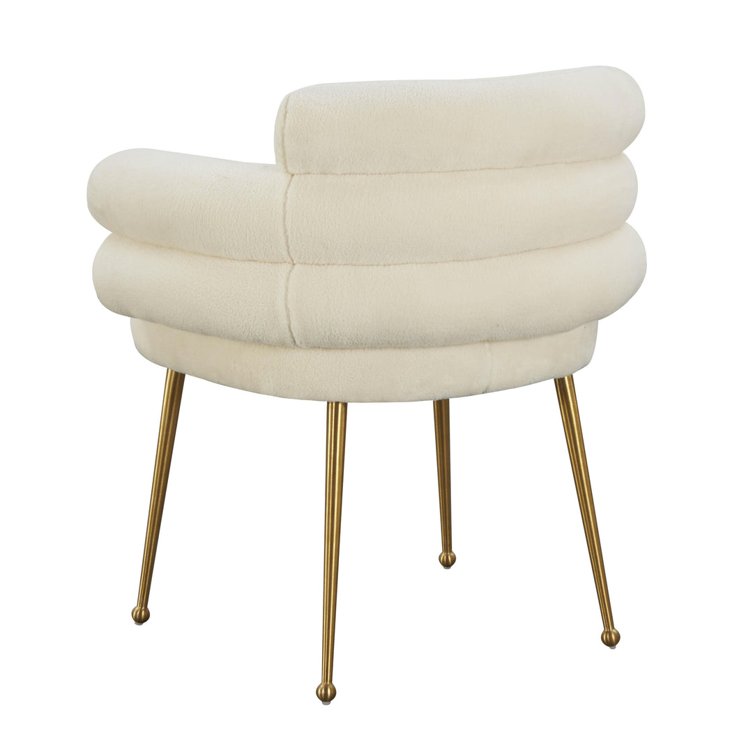 American Home Furniture | TOV Furniture - Dente Cream Faux Sheepskin Dining Chair