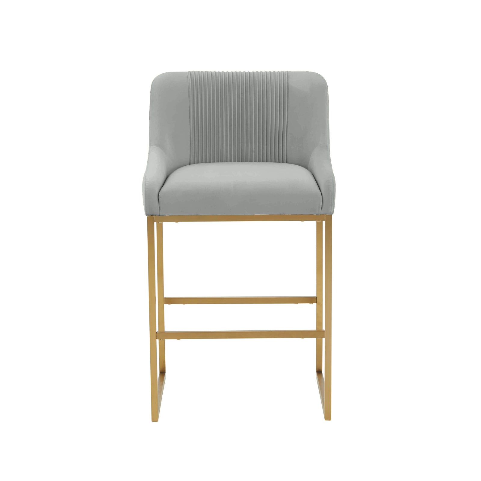 TOV Furniture Lisa Grey Pleated Velvet Counter Stool OTTOMANS, POUFS, + STOOLS