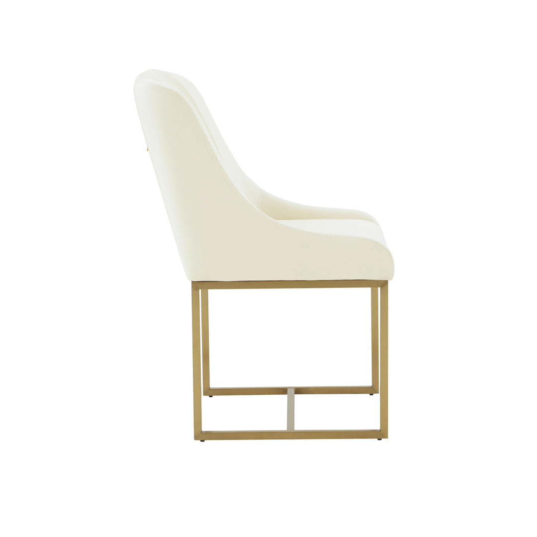 American Home Furniture | TOV Furniture - Lisa Cream Pleated Velvet Dining Chair