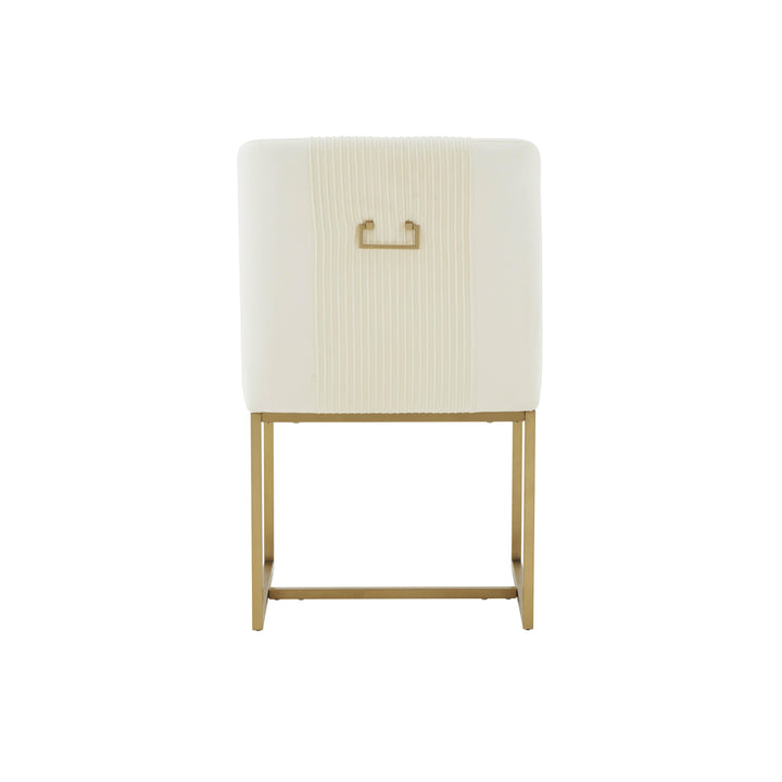 American Home Furniture | TOV Furniture - Lisa Cream Pleated Velvet Dining Chair