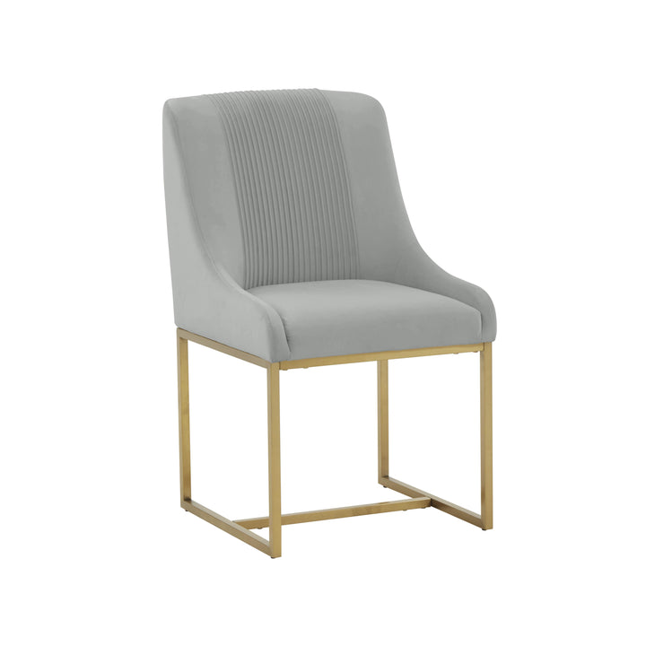 American Home Furniture | TOV Furniture - Lisa Grey Pleated Velvet  Dining Chair