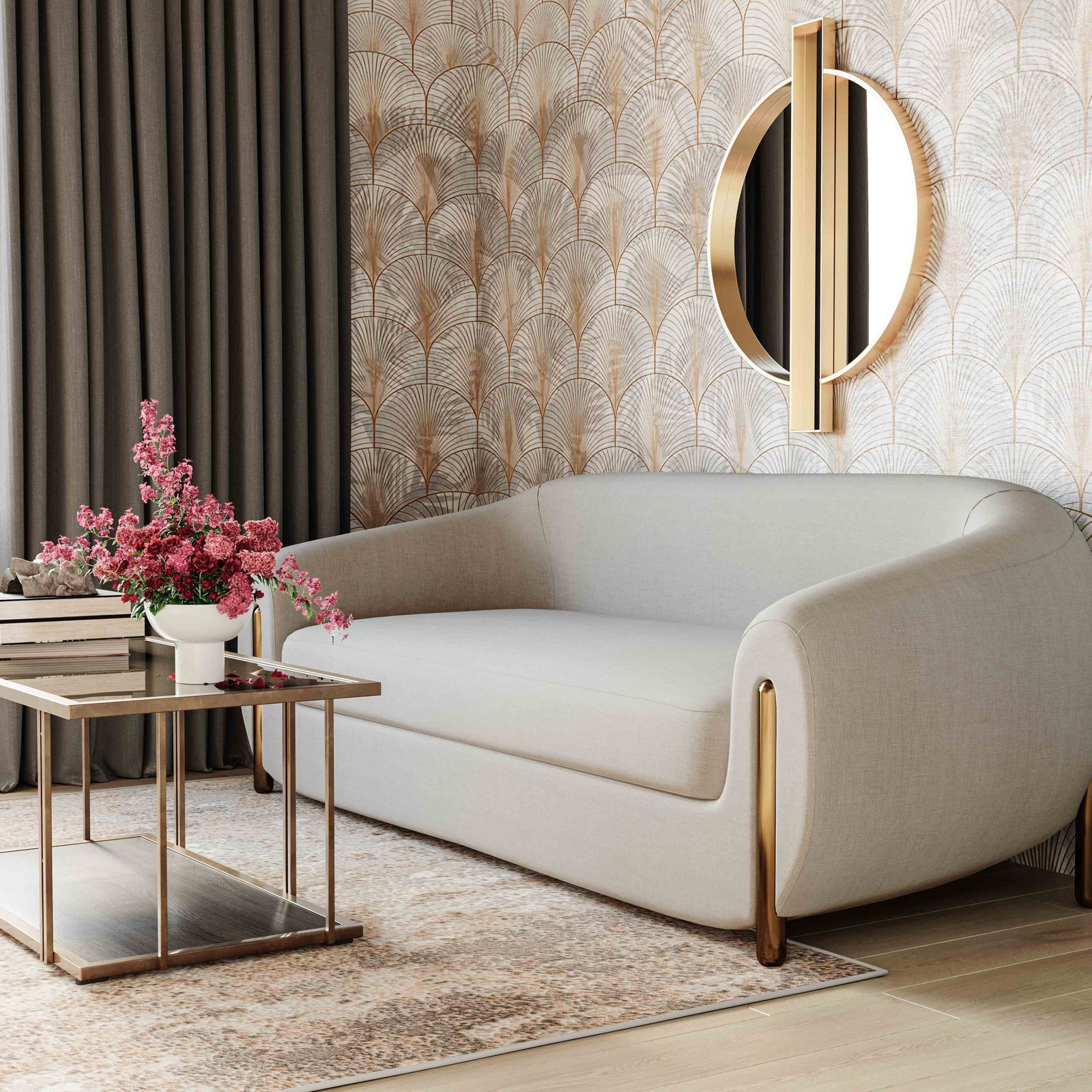TOV Furniture Lina Cream Textured Linen Sofa SOFAS + SECTIONALS