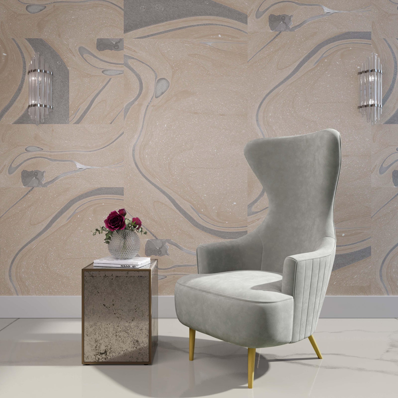 TOV Furniture Lana Mirrored Side Table ACCENT TABLES