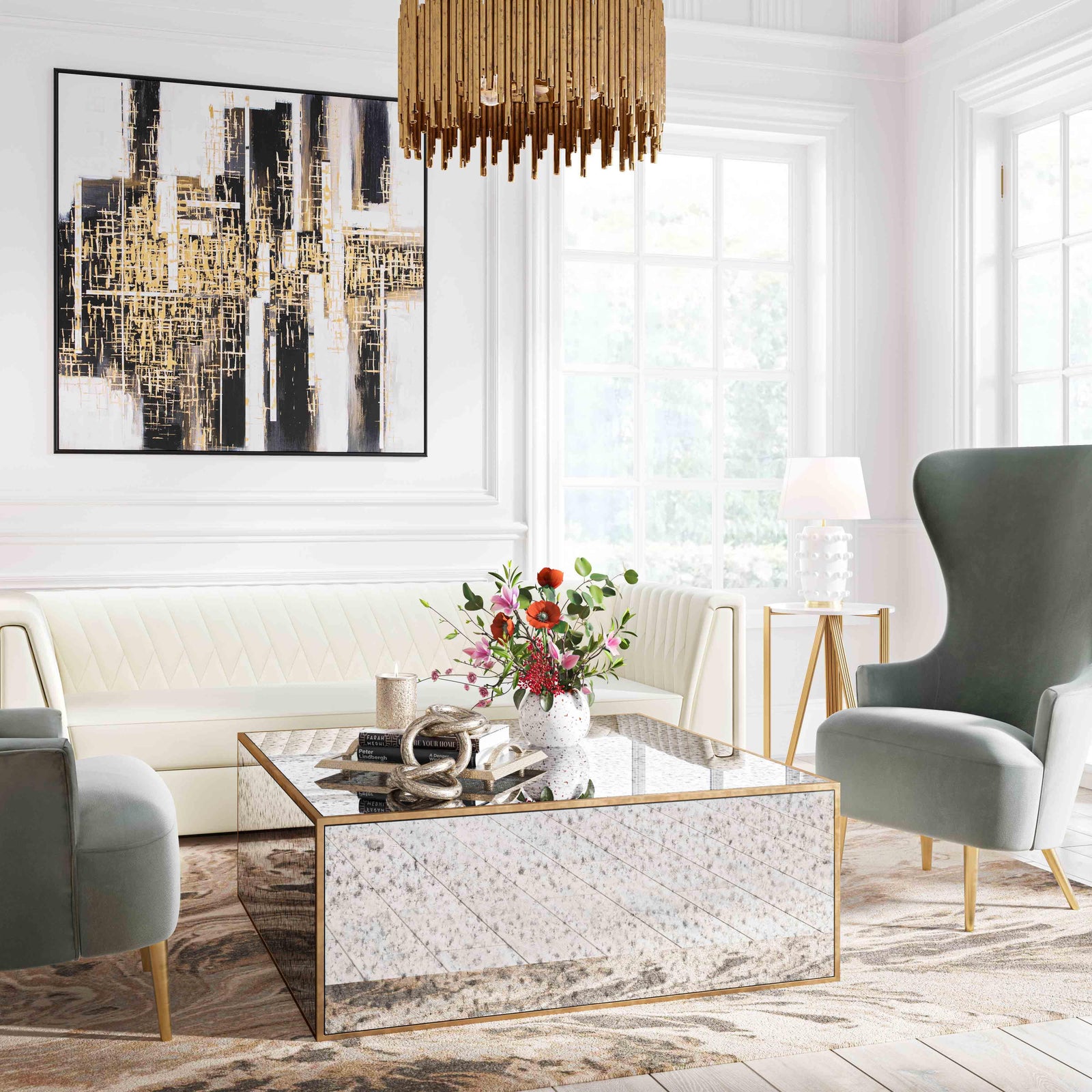 TOV Furniture Lana Mirrored Large Coffee Table COFFEE TABLES