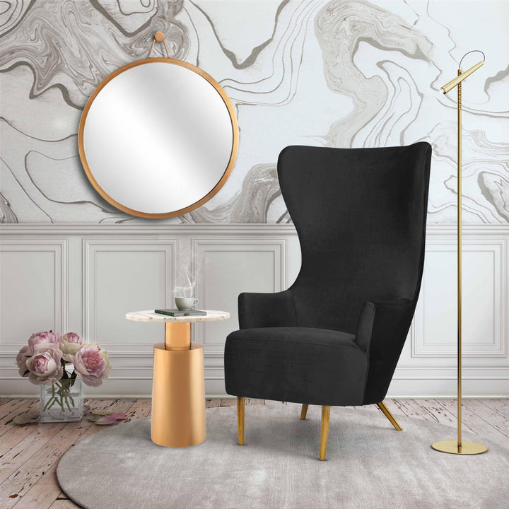 TOV Furniture Julia Black Velvet Wingback Chair ACCENT + LOUNGE CHAIRS