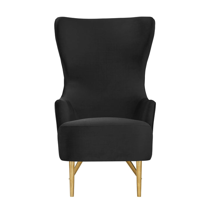 TOV Furniture Julia Black Velvet Wingback Chair ACCENT + LOUNGE CHAIRS