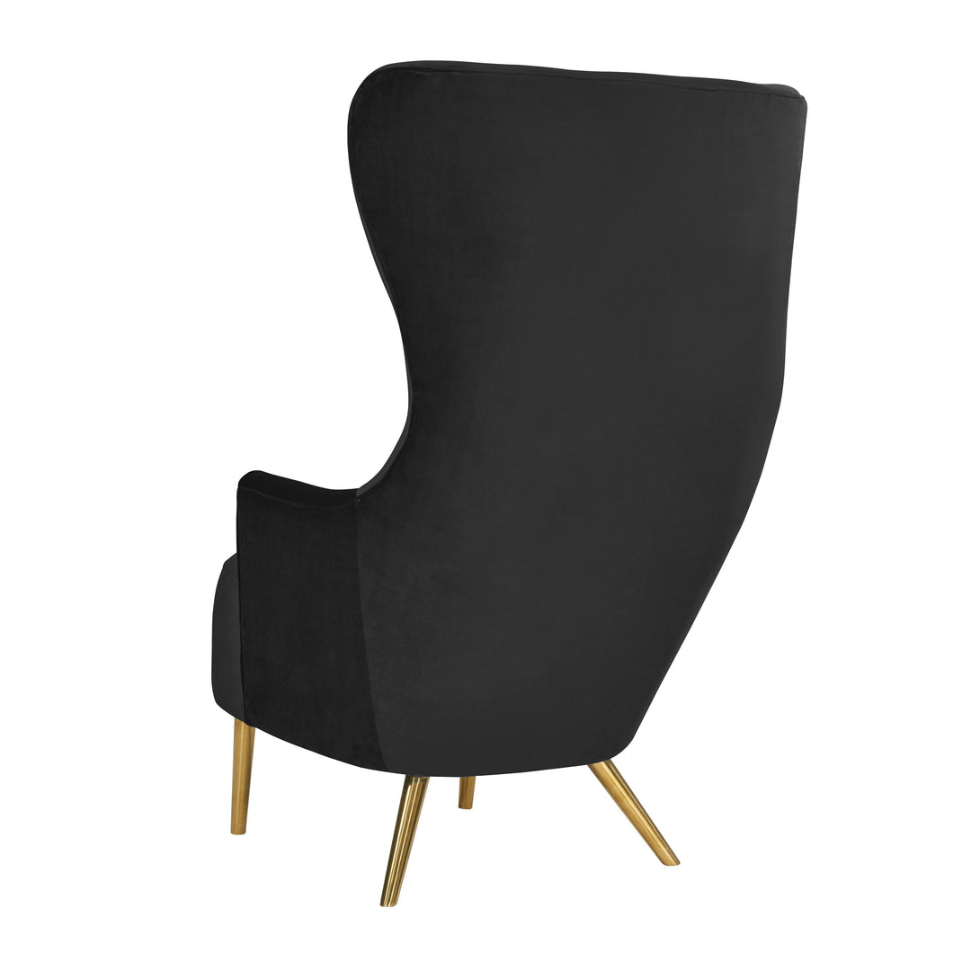 TOV Furniture Julia Black Velvet Wingback Chair ACCENT + LOUNGE CHAIRS