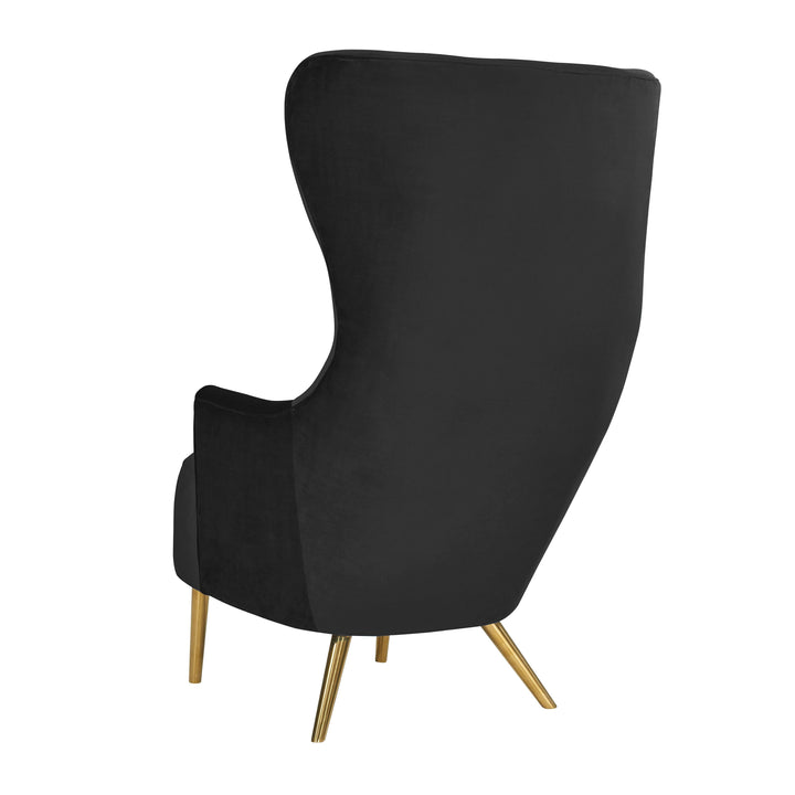 TOV Furniture Julia Black Velvet Wingback Chair ACCENT + LOUNGE CHAIRS
