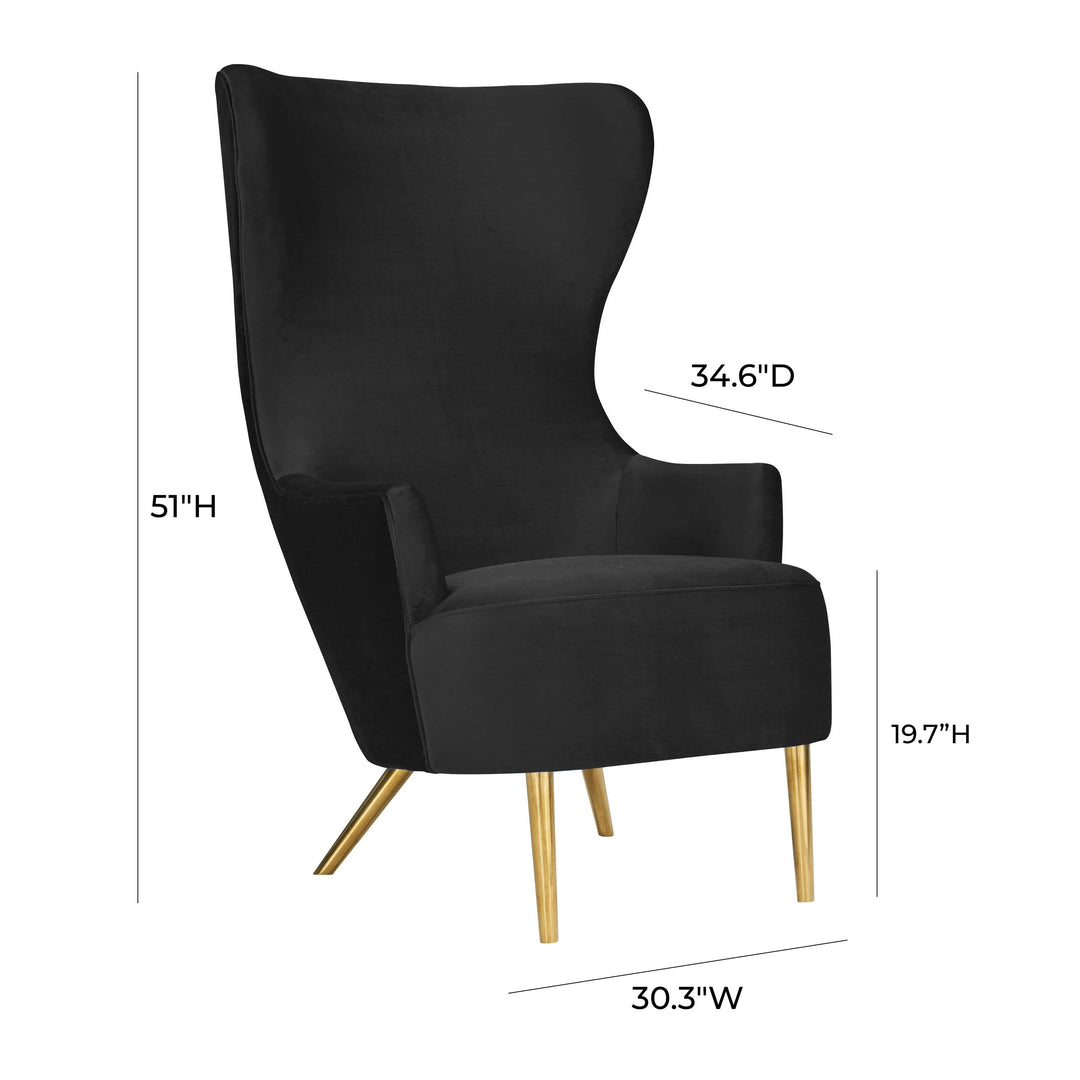 TOV Furniture Julia Black Velvet Wingback Chair ACCENT + LOUNGE CHAIRS