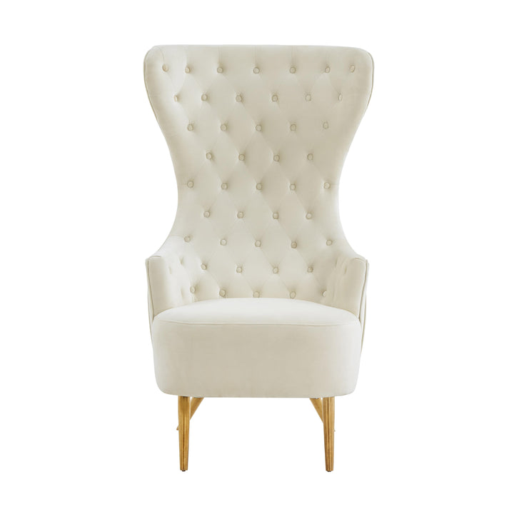 American Home Furniture | TOV Furniture - Jezebel Cream Velvet Wingback Chair
