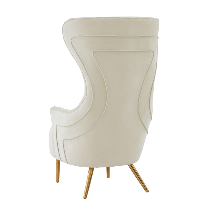 American Home Furniture | TOV Furniture - Jezebel Cream Velvet Wingback Chair