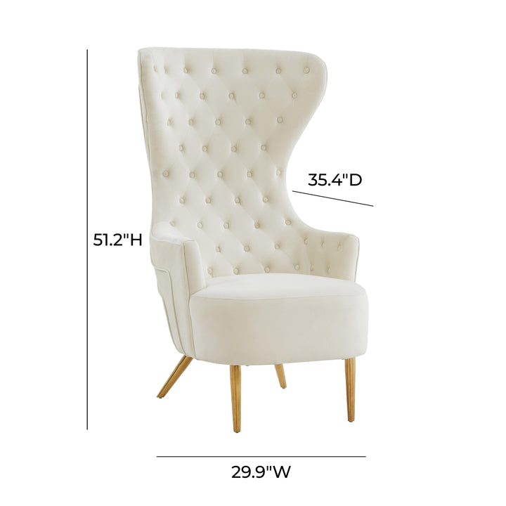 American Home Furniture | TOV Furniture - Jezebel Cream Velvet Wingback Chair