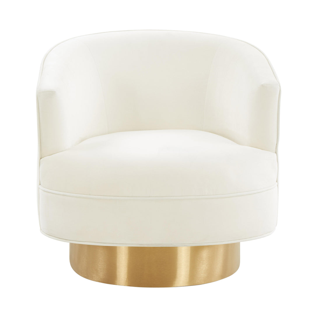 American Home Furniture | TOV Furniture - Stella Cream Velvet Swivel Chair