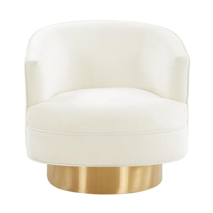 American Home Furniture | TOV Furniture - Stella Cream Velvet Swivel Chair