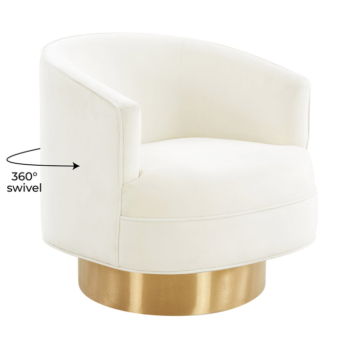 American Home Furniture | TOV Furniture - Stella Cream Velvet Swivel Chair