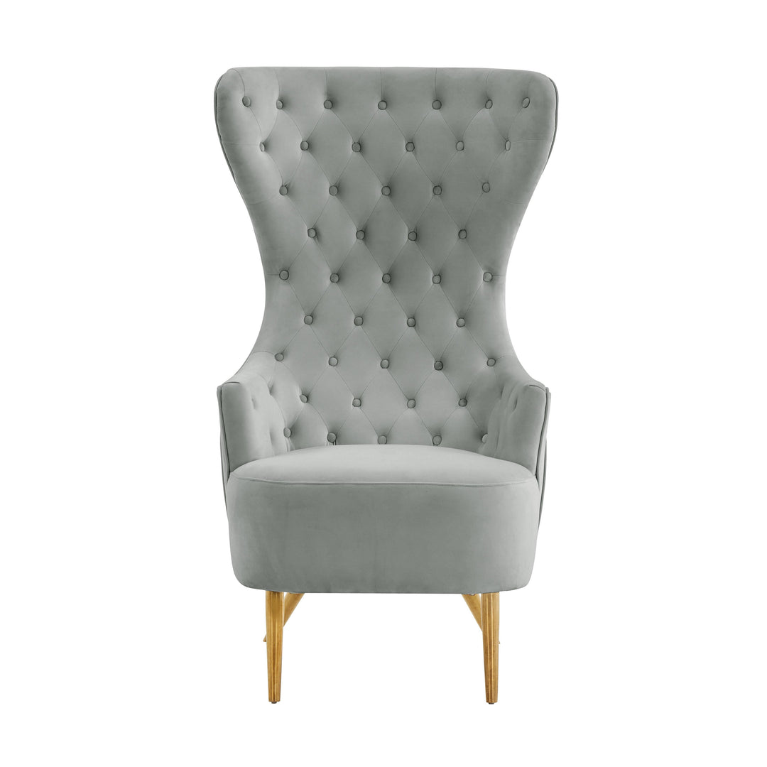 American Home Furniture | TOV Furniture - Jezebel Grey Velvet Wingback Chair